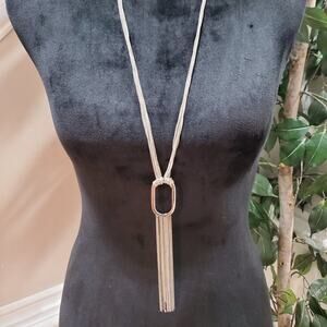 Women's Silver Long Fringe Fashion Jewelry Necklace